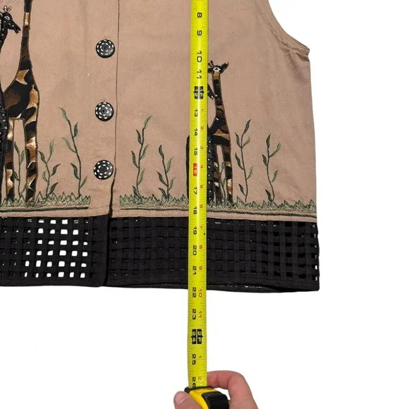 Don't Mess With Texas Giraffe Safari Button Up Vest Women's Large FLAW - Picture 7 of 7